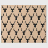 Verpakkingspapier - Beige Stag hertenkop Cadeaupapier (Vlak)