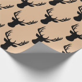 Verpakkingspapier - Beige Stag hertenkop Cadeaupapier (Hoek)