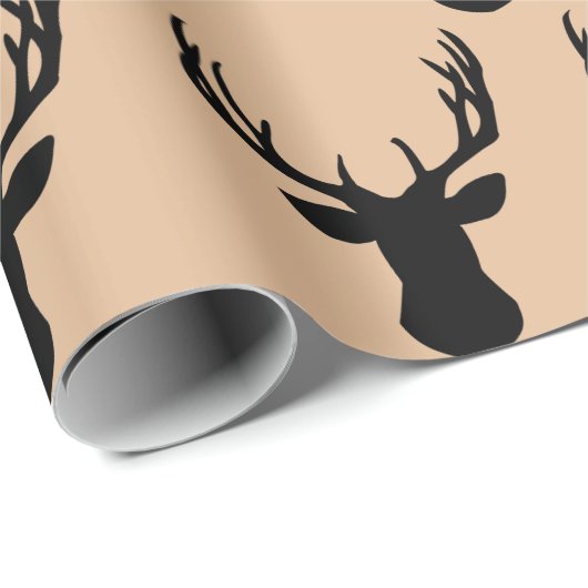Verpakkingspapier - Beige Stag hertenkop Cadeaupapier (Rol Hoek)