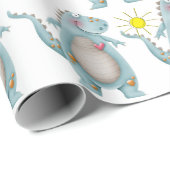 Verpakkingspapier - Blauw dun duinontwerp 2 Cadeaupapier (Rol Hoek)