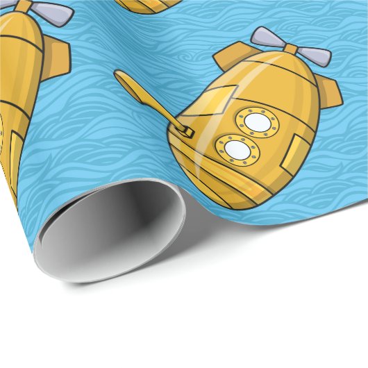 Verpakkingspapier | Gele onderzeeblauwe golven Cadeaupapier (Rol Hoek)