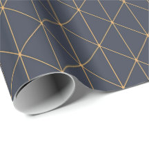 Verpakkingspapier - Geometrisch goud en blauw patr