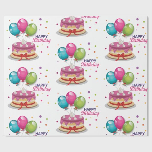 Verpakkingspapier-Happy Birthday Wrapping Paper Cadeaupapier (Vlak)