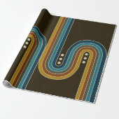 Verpakkingspapier in drievoudig Stip - bruin Cadeaupapier (Uitgerold)