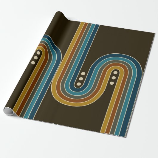 Verpakkingspapier in drievoudig Stip - bruin Cadeaupapier (Uitgerold)