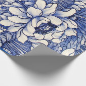 Verpakkingspapier JAPANESE VLOERAFDRUKKING IN BLAU Cadeaupapier (Hoek)