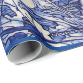 Verpakkingspapier JAPANESE VLOERAFDRUKKING IN BLAU Cadeaupapier (Rol Hoek)