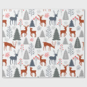Verpakkingspapier Kerst Hertenboom Scandinavisch Cadeaupapier (Vlak)