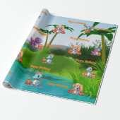 Verpakkingspapier Kids Verjaardagscadeau Baby Dino Cadeaupapier (Uitgerold)