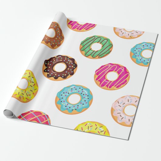Verpakkingspapier= kleurrijke donuts - Birthday Cadeaupapier (Uitgerold)
