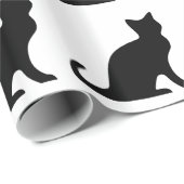 Verpakkingspapier met een zwart-wit kattenontwerp cadeaupapier (Rol Hoek)