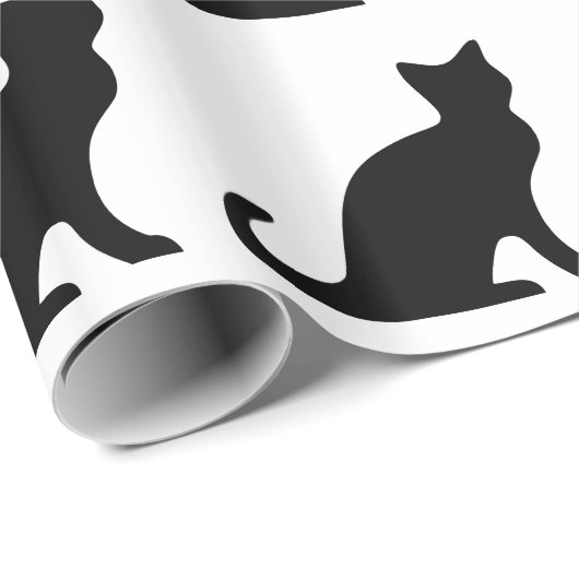 Verpakkingspapier met een zwart-wit kattenontwerp cadeaupapier (Rol Hoek)