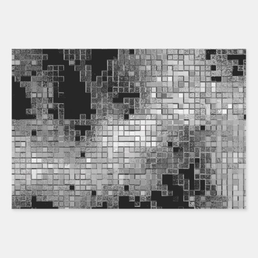 Verpakkingspapier met grijs chroompatroon inpakpapier vel (Voorkant 3)