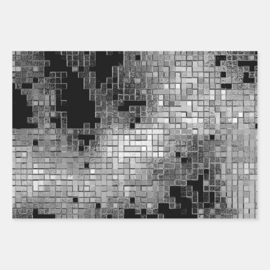 Verpakkingspapier met grijs chroompatroon inpakpapier vel (Voorkant)