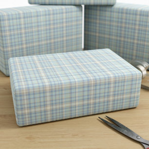 Verpakkingspapier met tartan Pset Blue Figarations Cadeaupapier