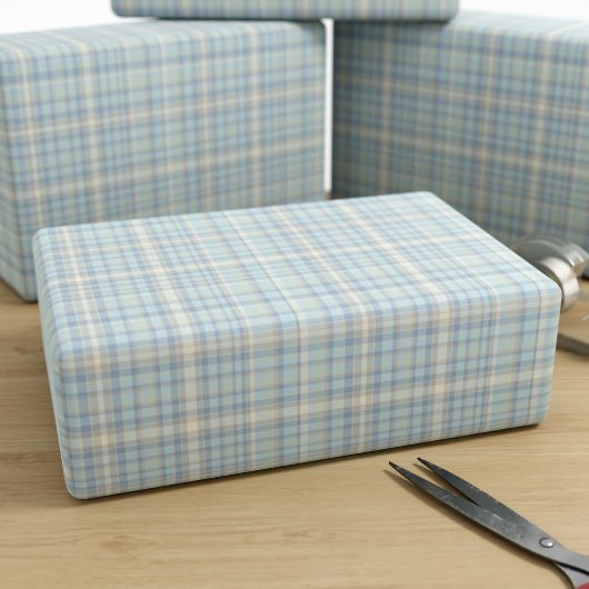 Verpakkingspapier met tartan Pset Blue Figarations Cadeaupapier