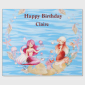 Verpakkingspapier met zeemeerminnen cadeaupapier (Vlak)