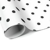 Verpakkingspapier met zwarte stippen op witte acht cadeaupapier (Rol Hoek)