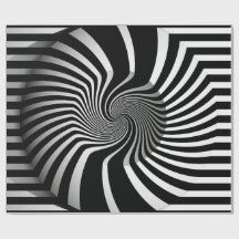 Verpakkingspapier - Psychedelic Art Swirl B/W