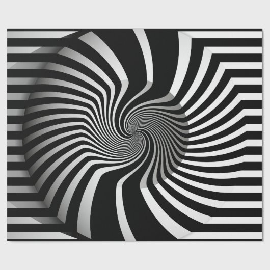 Verpakkingspapier - Psychedelic Art Swirl B/W Cadeaupapier (Vlak)