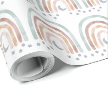 Verpakkingspapier - regenboog met maan en sterretj