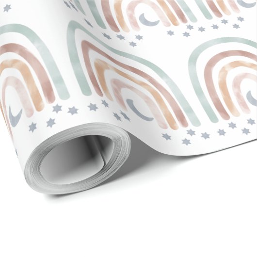 Verpakkingspapier - regenboog met maan en sterretj cadeaupapier (Rol Hoek)