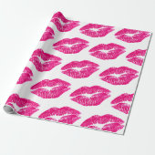 Verpakkingspapier - Roze kus Cadeaupapier (Uitgerold)