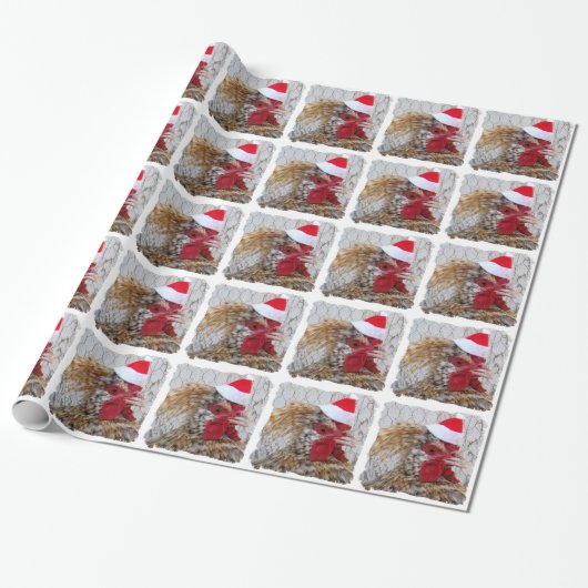 Verpakkingspapier - Santa Chicken Cadeaupapier (Uitgerold)