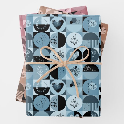 Verpakkingspapier Set van 3 vellen abstract patroo (In situ)