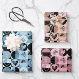 Verpakkingspapier Set van 3 vellen abstract patroo