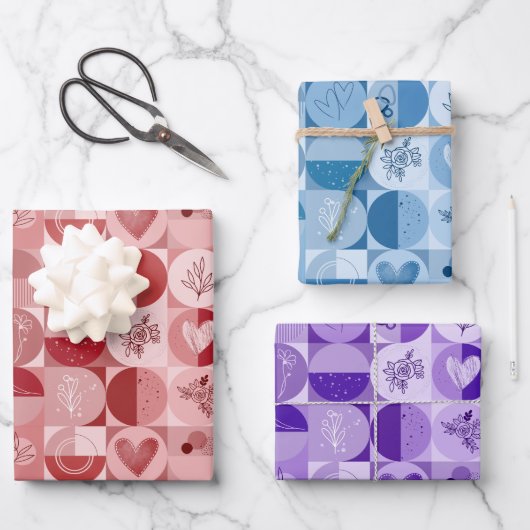 Verpakkingspapier Set van 3 vellen abstract patroo (Voorkant)