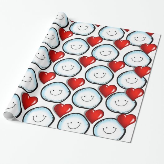 Verpakkingspapier Snowball Hearts Cadeaupapier (Uitgerold)