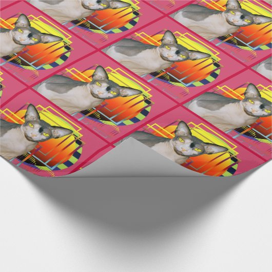 Verpakkingspapier | Sphynx Cat Geometric Sunset Pi Cadeaupapier (Hoek)