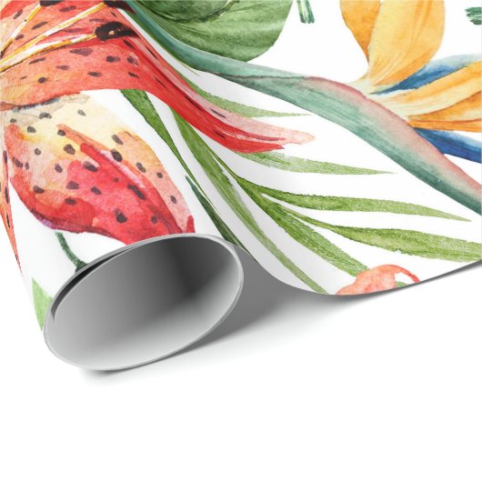 verpakkingspapier, tropen (wit) cadeaupapier (Rol Hoek)