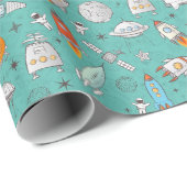 Verpakkingspapier voor buitenruimteraketten cadeaupapier (Rol Hoek)