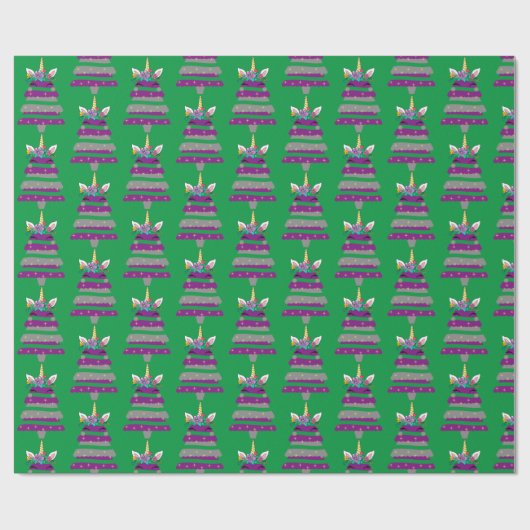 Verpakkingspapier voor kerstboomwerkingen unicorn cadeaupapier (Vlak)