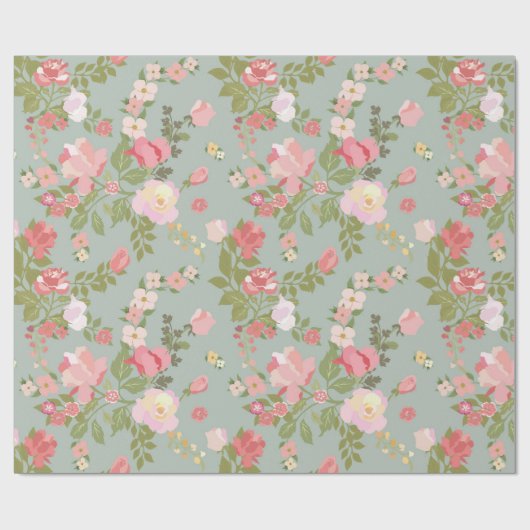 verpakkingspapier voor roze en groene Floral Cadeaupapier (Vlak)