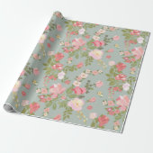 verpakkingspapier voor roze en groene Floral Cadeaupapier (Uitgerold)