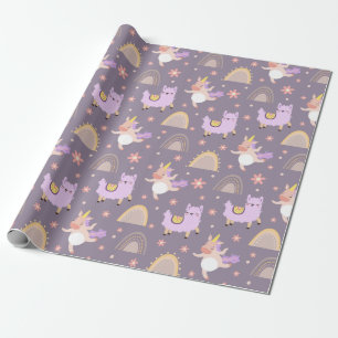 Verpakkingspapier voor Unicorns en lamas Cadeaupapier