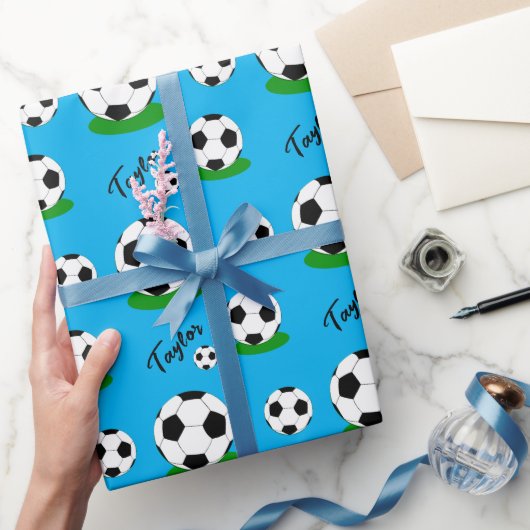 Verpakkingspapier voor voetbalfans, bal, eigen naa cadeaupapier (Geschenken)