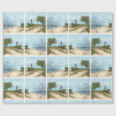 Verpakkingspapier voor vuurtoren met klein punt cadeaupapier (Vlak)