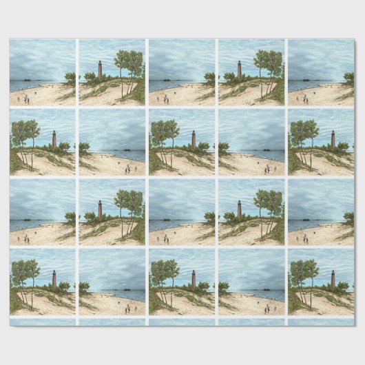 Verpakkingspapier voor vuurtoren met klein punt cadeaupapier (Vlak)