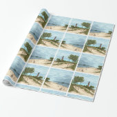 Verpakkingspapier voor vuurtoren met klein punt cadeaupapier (Uitgerold)