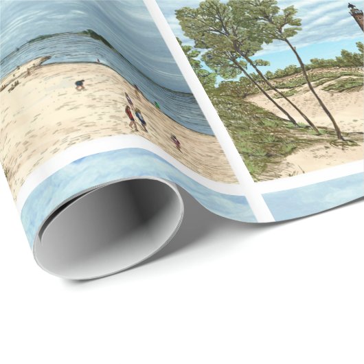 Verpakkingspapier voor vuurtoren met klein punt cadeaupapier (Rol Hoek)