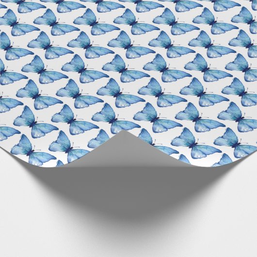 Verpakkingspapier - Waterverf blauwe vlinder Cadeaupapier (Hoek)