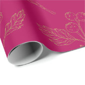 Verpakkingspapier - Wijn en gouden bessen Cadeaupapier (Rol Hoek)