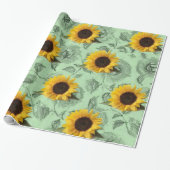 Verpakkingspapier Zonnebloem Cadeaupapier (Uitgerold)