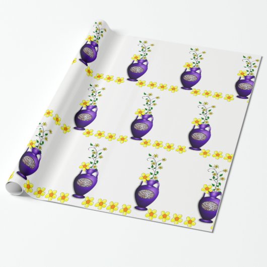 Verpakkingspapier Zonnebloem Cadeaupapier (Uitgerold)