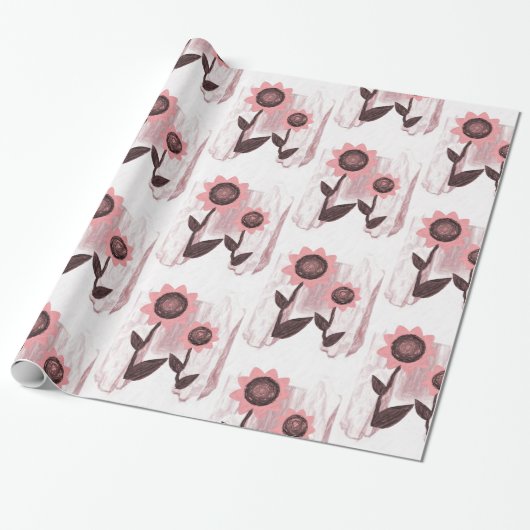 Verpakkingspapier Zonnebloem Cadeaupapier (Uitgerold)