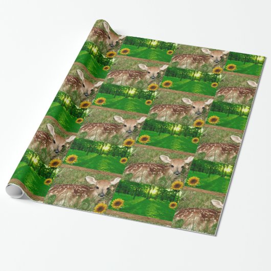 Verpakkingspapier Zonnebloem Cadeaupapier (Uitgerold)